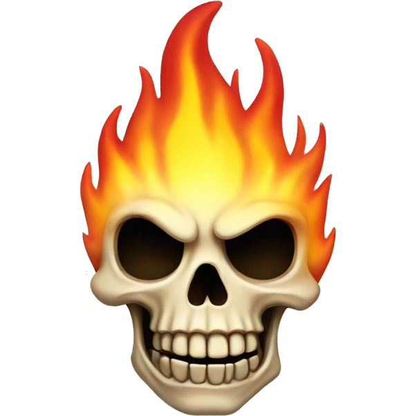 Flaming cartoon skull emoji