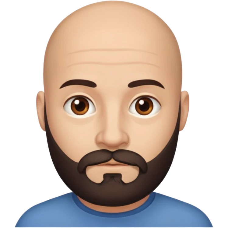 Dark brown beard bald man emoji