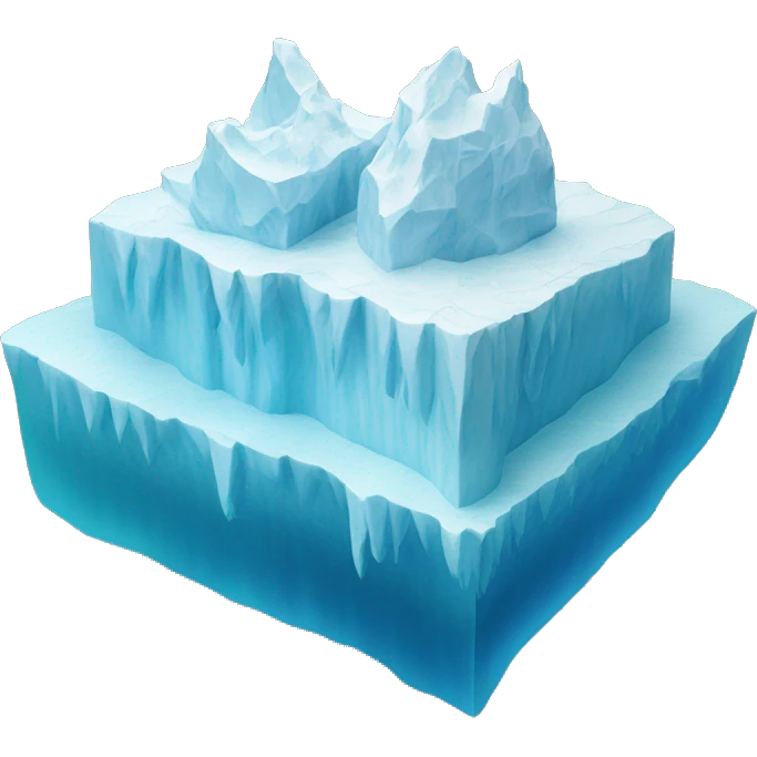 iceberg with four layers (3 underwater) where the top layer is smaller than each successive layer emoji