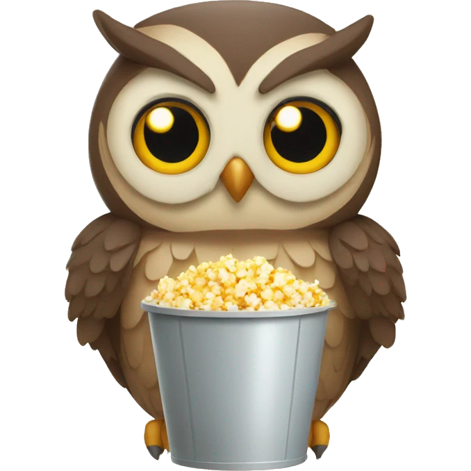 owl with a bucket of popcorn emoji
