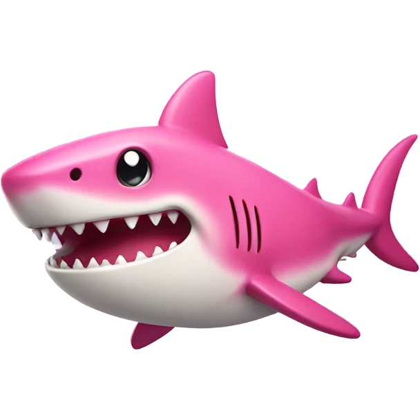Pink shark grinning emoji