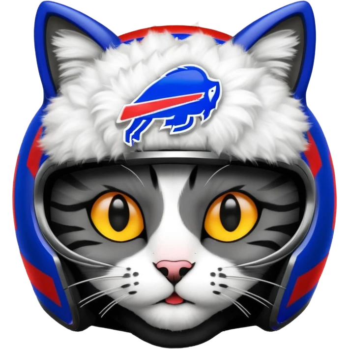 buffalo bills helmet on black and white cat emoji