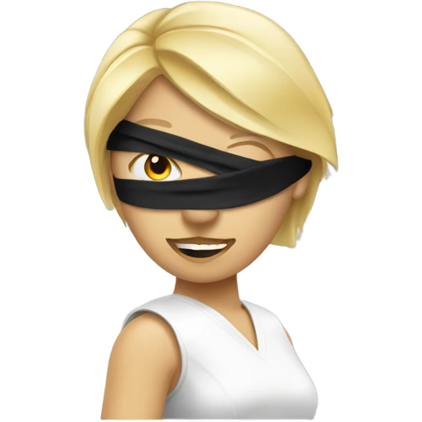 Blond lady with blindfold throwing darts emoji