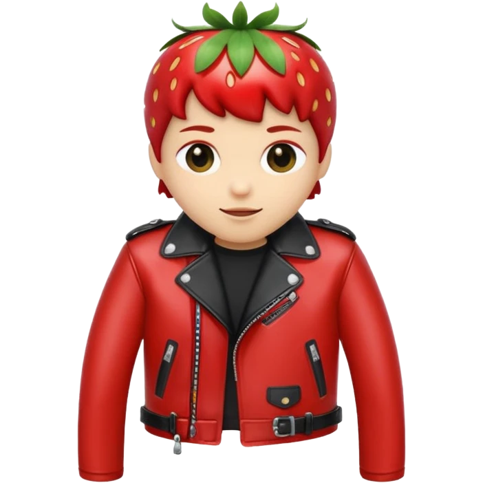 no. the strawberry should be the thing wearing the clothes. not a person, a strawberry emoji