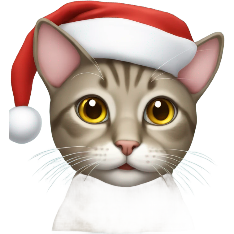Cat wearing christmas hat emoji