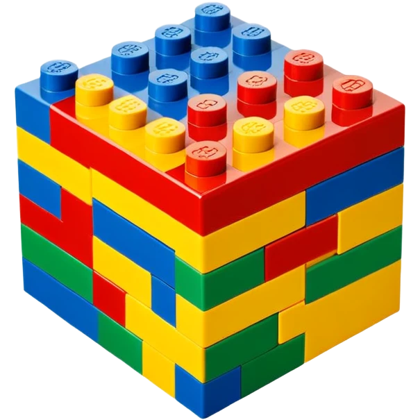 colorful LEGO brick structure, simple emoji