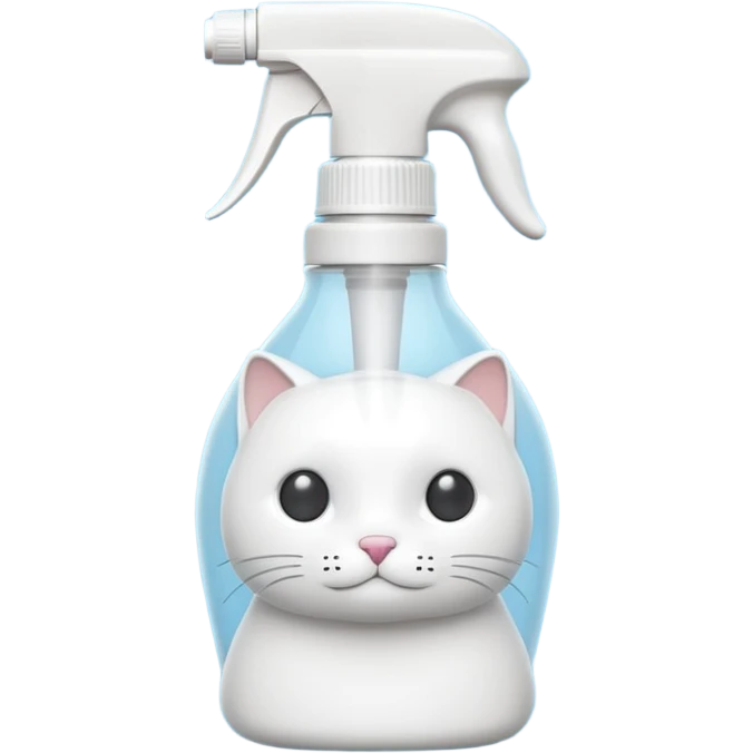 spray bottle with lid shaped like a white cat emoji