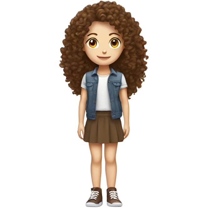 white girl curly brown hair full body emoji