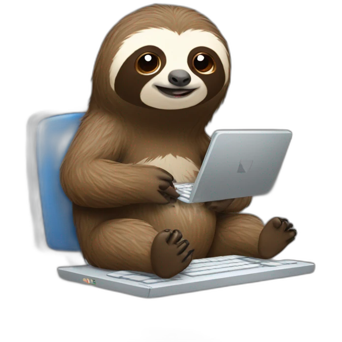sloth working with computer emoji
