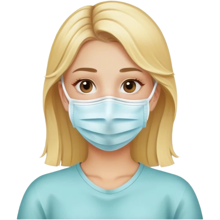 blonde girl in face mask for care emoji