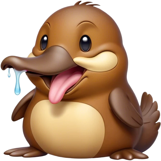 Cinematic Cute Yawning Platypus Portrait Emoji, Head tilted slightly with a dramatic, wide-open yawn, showcasing a soft, textured brown fur with a relaxed duckbill and droopy eyes in drowsy contentment, Simplified yet irresistibly adorable features, highly detailed, glowing with a soft, cozy glow, high shine, relaxed yet expressive, stylized with a touch of quirky charm, bright and endearing, soft glowing outline, capturing the essence of a sleepy yet affectionate platypus, so drowsy it feels like it could float out of the screen and curl up for a nap! emoji