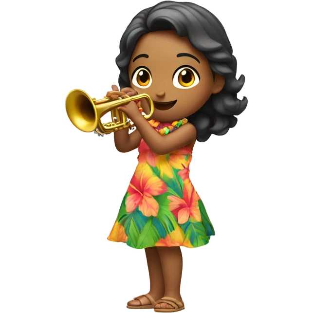 Reveille played by girl in Hawaiian vacation clothes  emoji