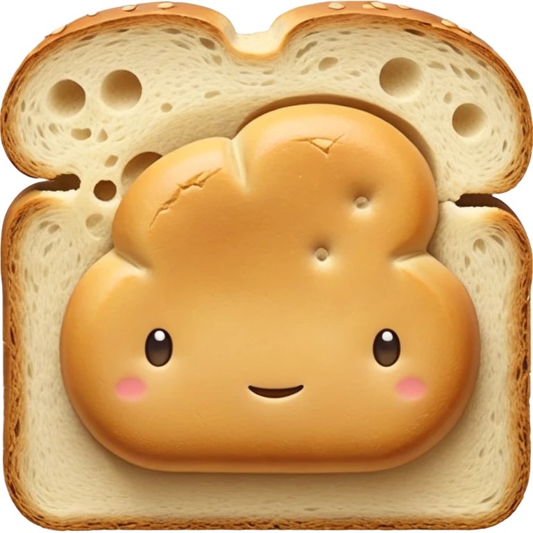 One piece of bread, no need to add face, eyes, emojis, mouth emoji