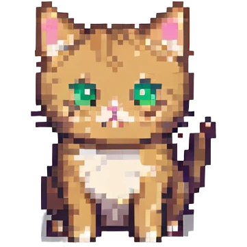 A cute cat emoji in the style of pixel art. emoji