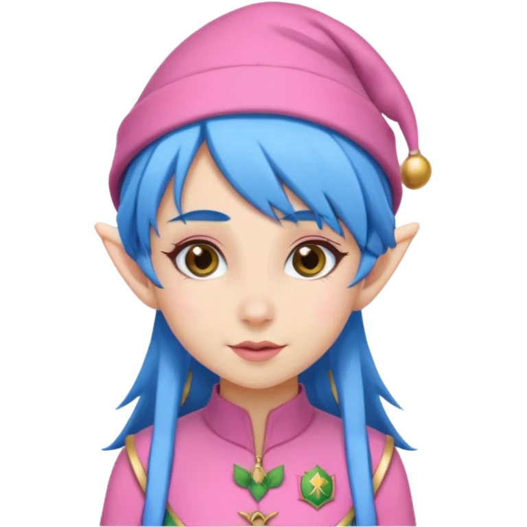 scouts girl elf in pink uniform and hat and blue hair emoji