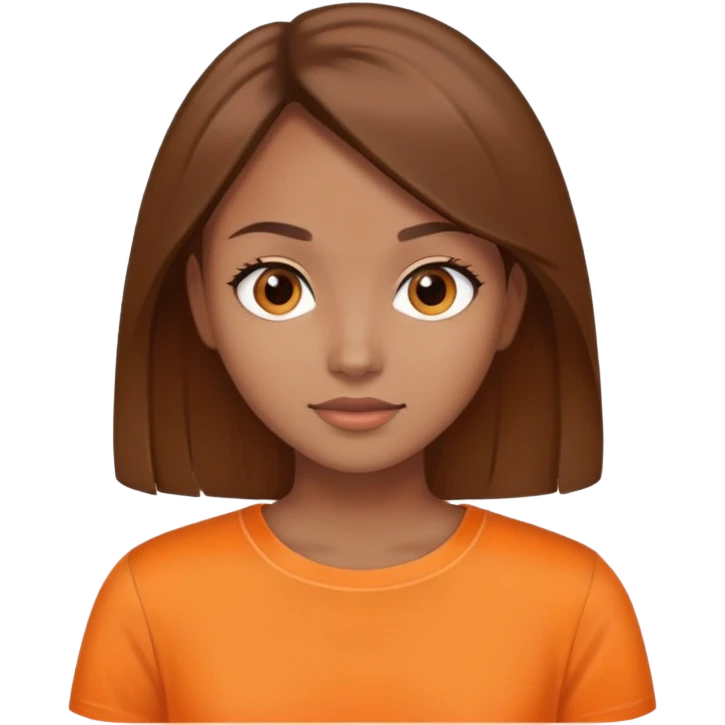 Girl with straight brown hair and light brown skin with orange top  emoji