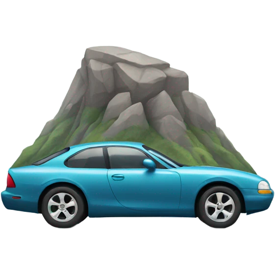 car and mountain rock emoji