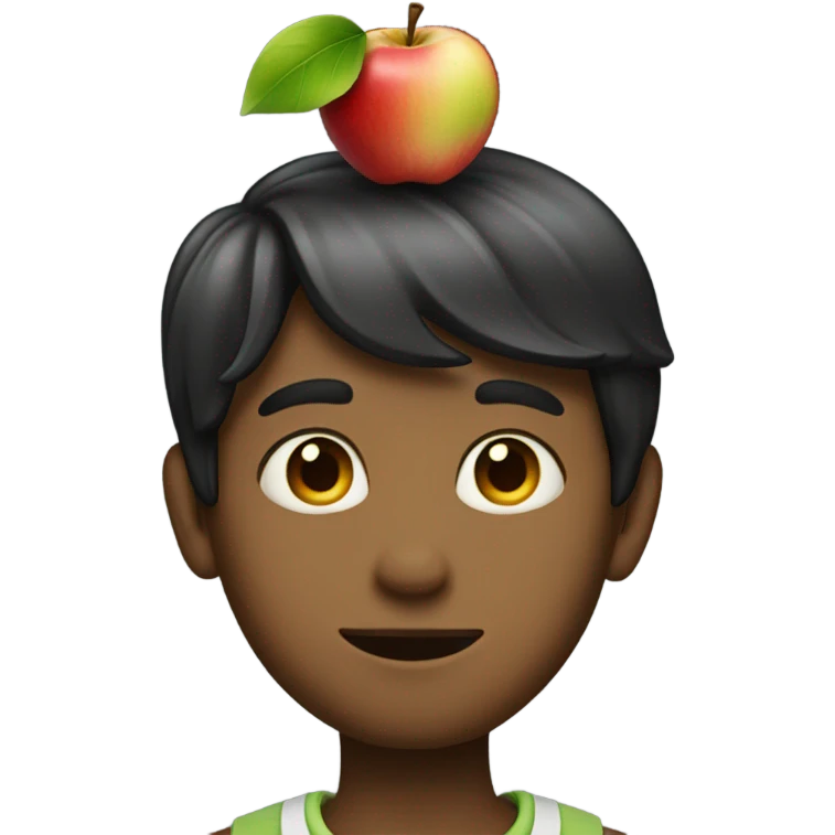 handsome boy with apple on his head emoji