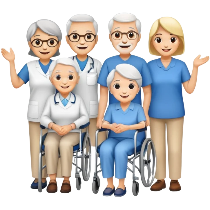Volunteers helping elderly people emoji