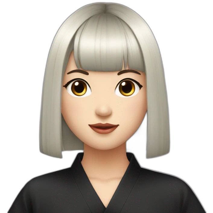 Japonaise jeune cheveux noir avec frange emoji