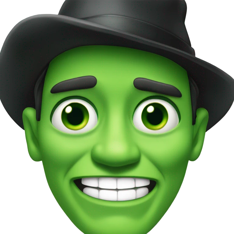 Jim Carrey in the mask but change yellow hat to black emoji