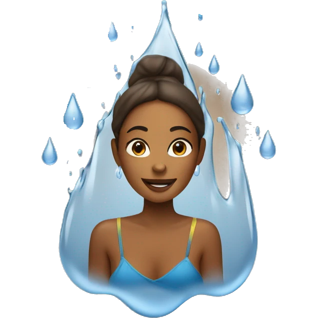Water droplets on brown woman  emoji