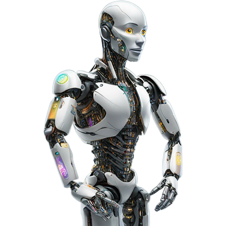 Cyborg doing marketing ads emoji