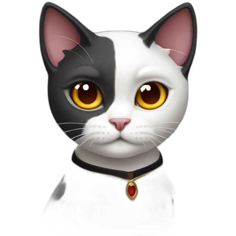 Vampire black point white cat emoji