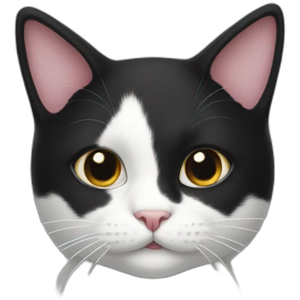 Black and white Cat with mini ears emoji