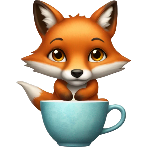 a fox with hot tea emoji
