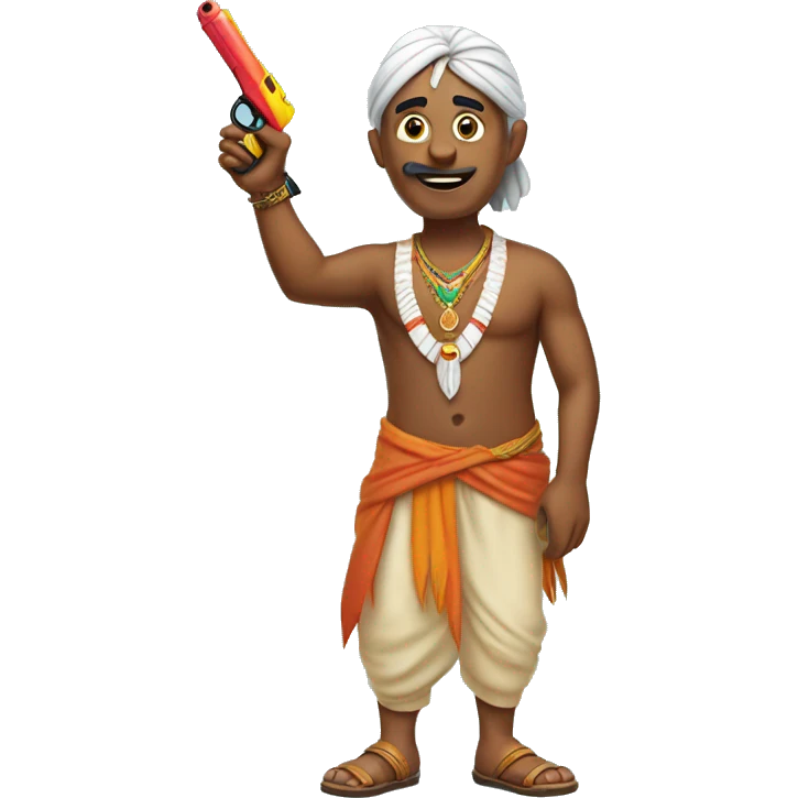 standing indian man pointing a watergun emoji