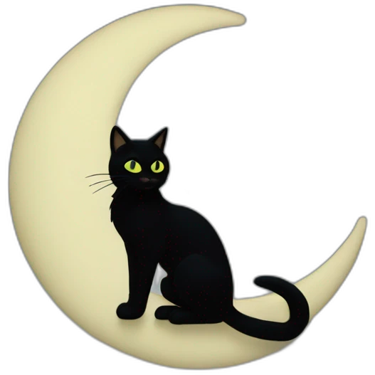Chat noir sur la lune emoji