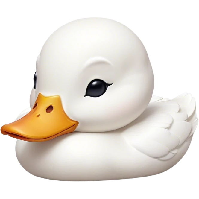 Meme-Worthy Cute Sleeping White Duck Portrait Emoji, Head resting peacefully with a contented smile, showcasing a sleek, graceful build and a luxuriously soft pure white plumage, eyes shut in a serene, restful nap, Simplified yet hilariously adorable features, highly detailed, glowing with a soft, drowsy light, high shine, relaxed and utterly lovable, stylized with an air of playful laziness, bright and heartwarming, soft glowing outline, capturing the essence of a comically sleepy duck, so meme-worthy it feels like it could instantly become the next viral sensation of adorable slumber! emoji