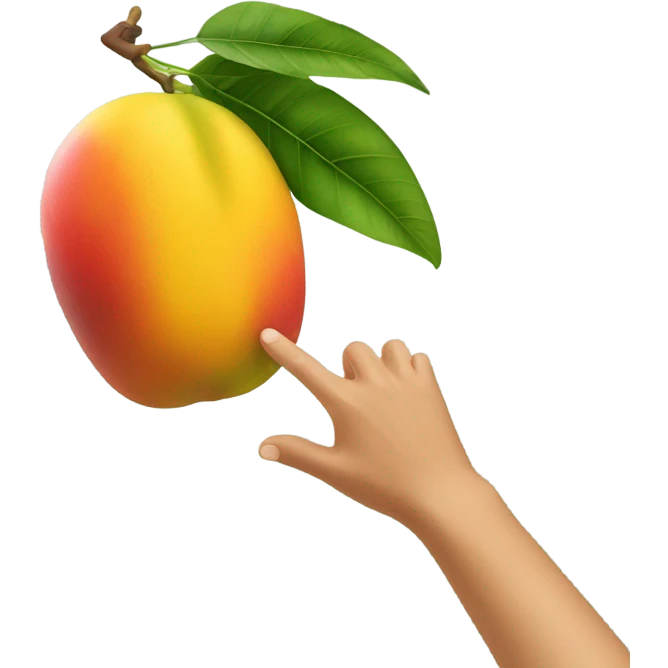Grabbing mango with hand emoji