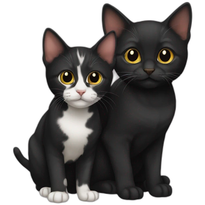 two-cats-bengali-cat-cat-black-kitten-together emoji