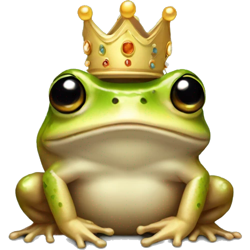 Round desert rain Frog wearing a crown emoji