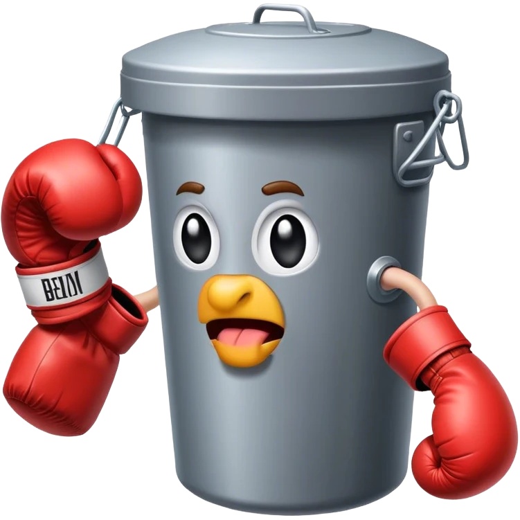 A garbage can that's boxing emoji
