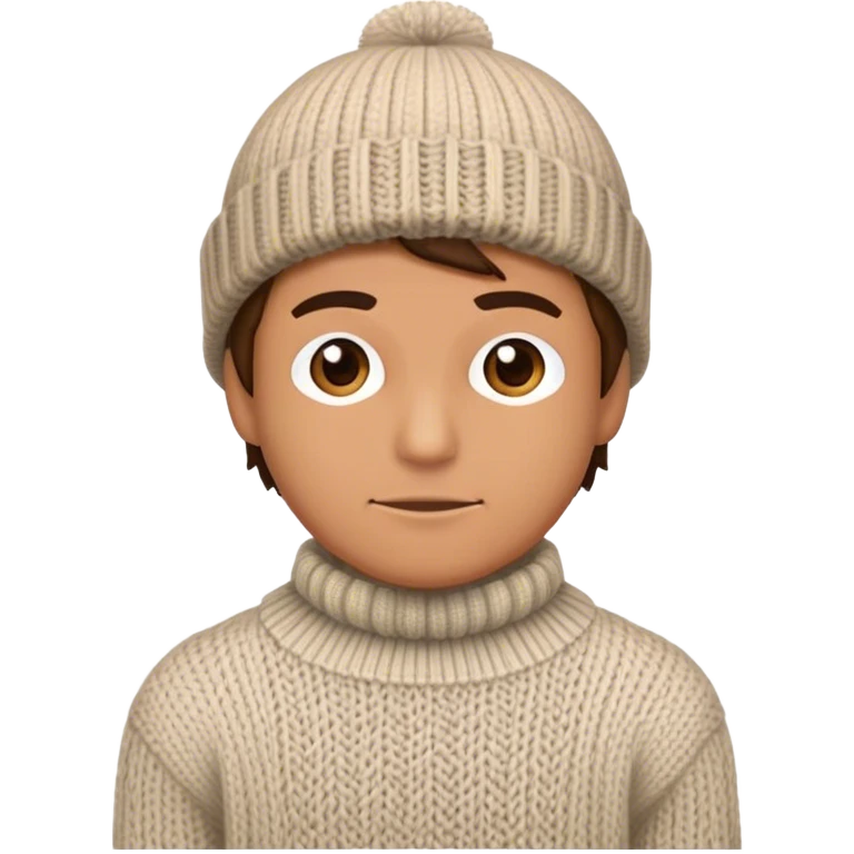 man in wither outfit, sweater and knited hat full scale standing emoji
