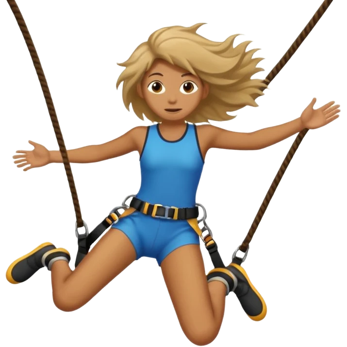 bungee jumping face only with hair flying emoji