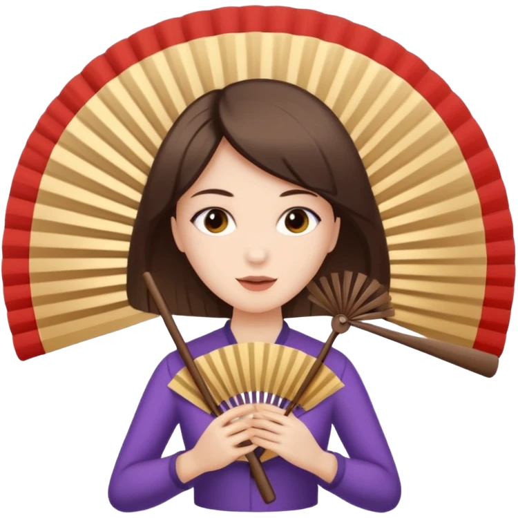 mulher se abanando com leque e suando emoji