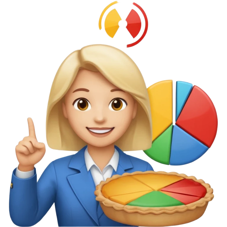 Pie chart in emoji-style showing Roth IRA $7K, Emergency fund $8K, Checking $2K, Investments $3K, person proudly pointing at chart with smile emoji