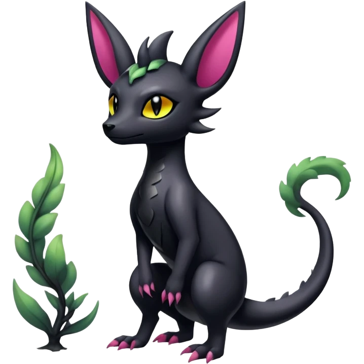 Shiny Dark Edgy Gothic Gloomy Futuristic Salandit-Umbreon-Shaymin-Delcatty-Hybrid (Full body) emoji