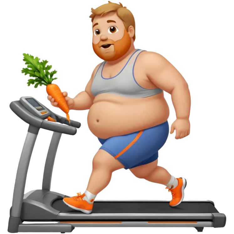 fat man on treadmill with carrot emoji