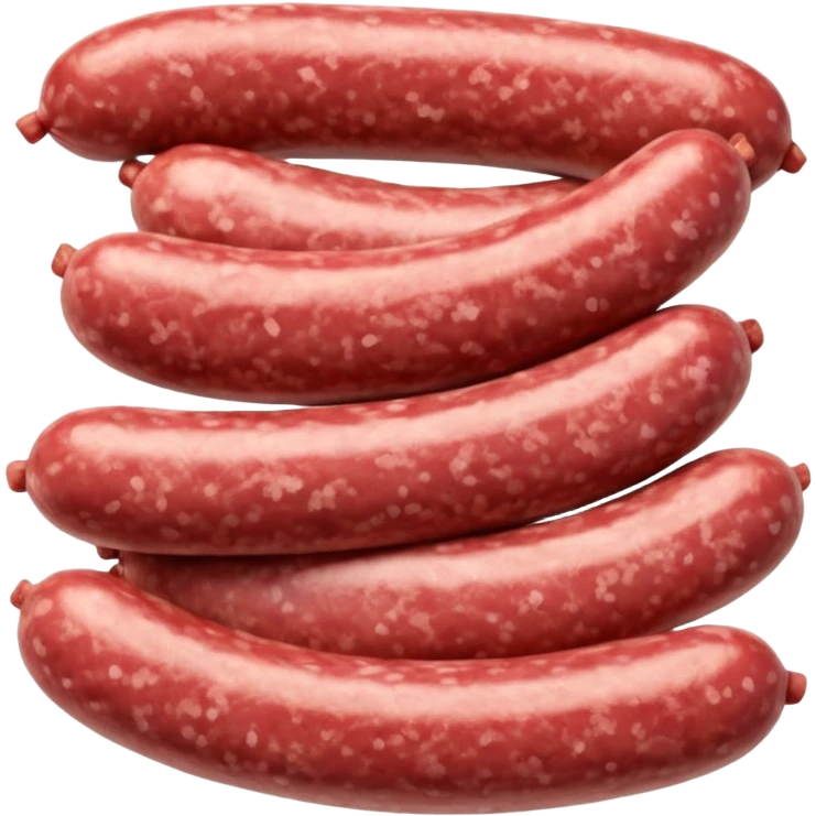 small pile of raw sausage meat, coarse ground, pinkish-red, white fat flecks, moist uneven texture, natural color, artisanal, soft lighting, subtle shadows, no casing, no bowl, no faces, transparent background, emoji scale emoji