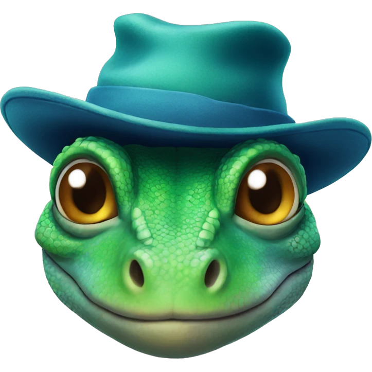 Lizard with hat emoji