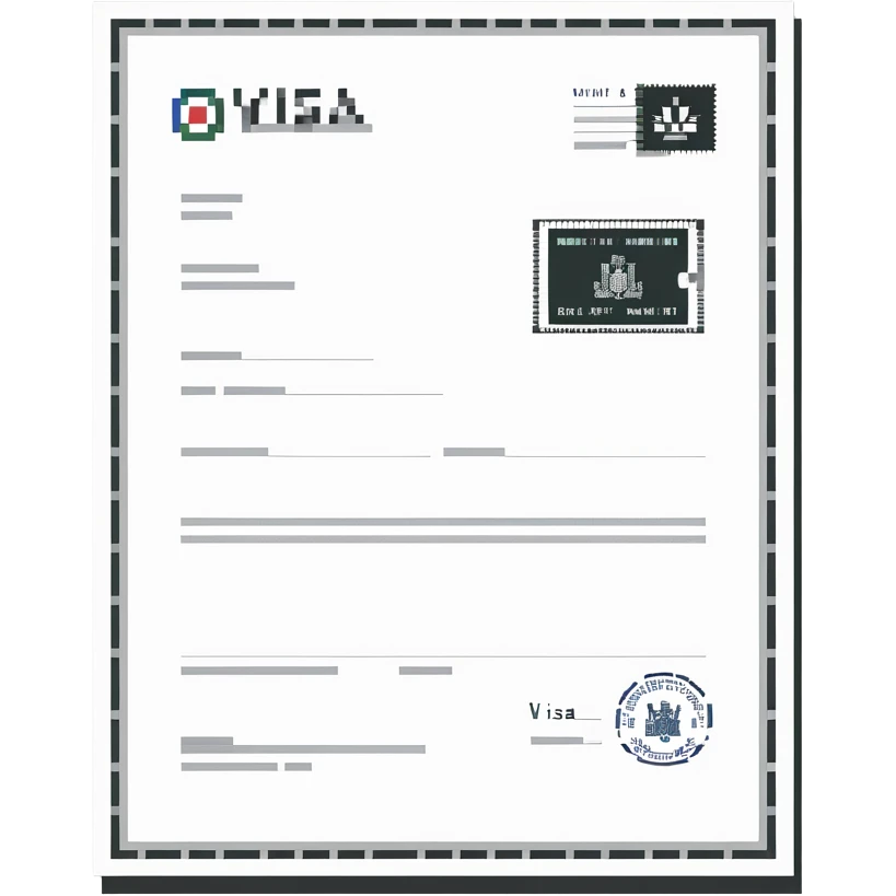 Visa document with official stamp emoji