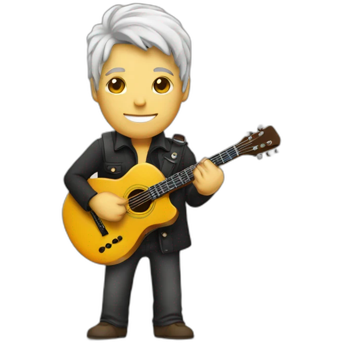 Guitarrista con taza de café emoji