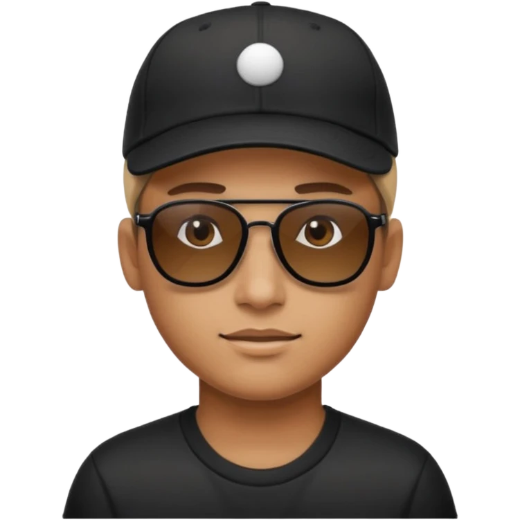 classic sunglasses emoji face with a black baseball cap emoji