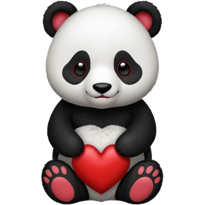 panda with  dark red heart  emoji