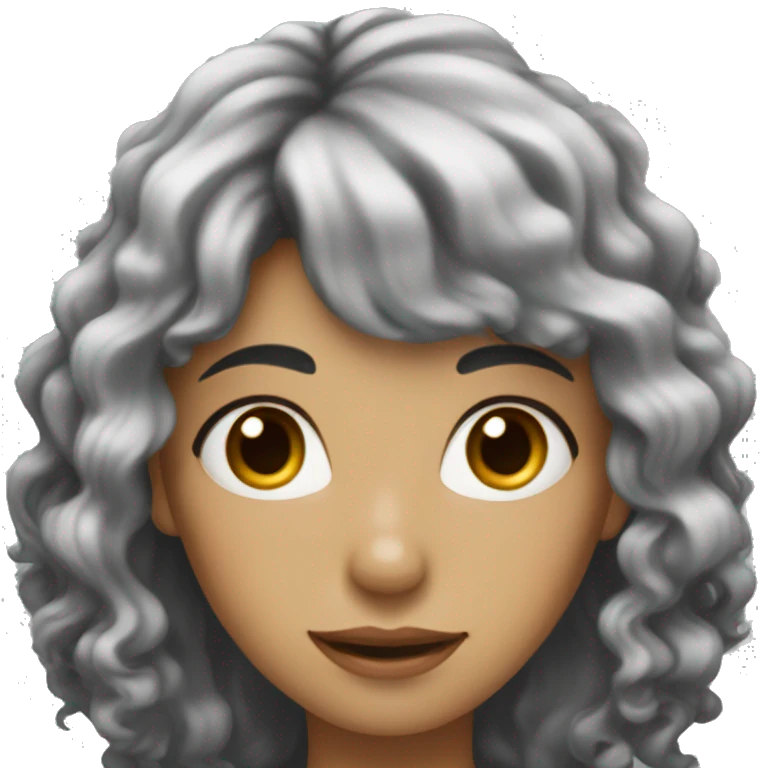 woman with long black curly hair and bangs  emoji
